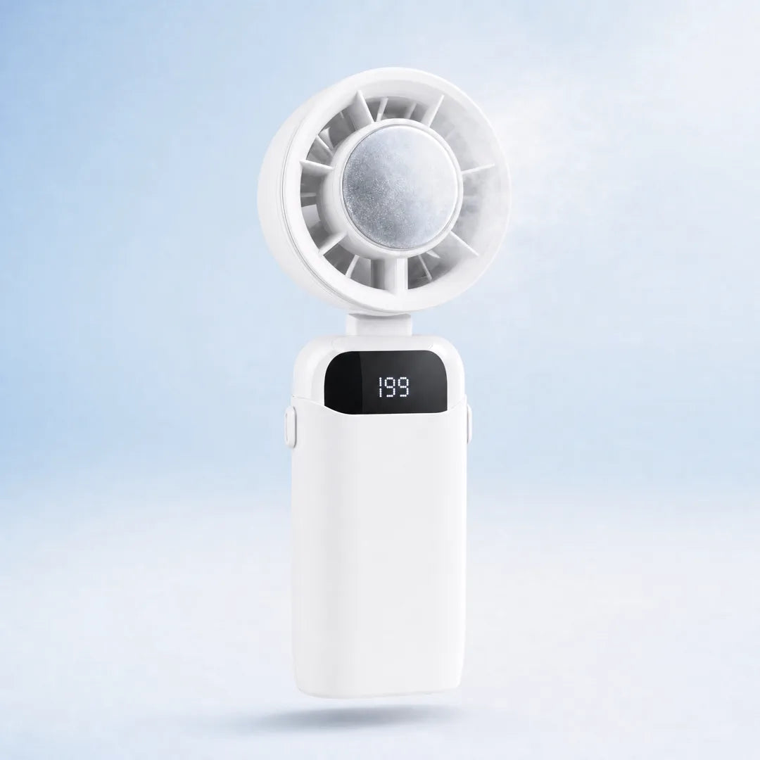 Frosty handheld cooling fan in Snow White
